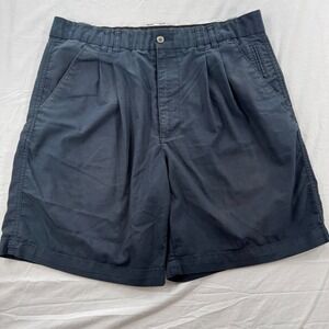 Austin Golf Pleated Shorts Men 35 Navy Blue Cotton Blend Stretch Casual Dad